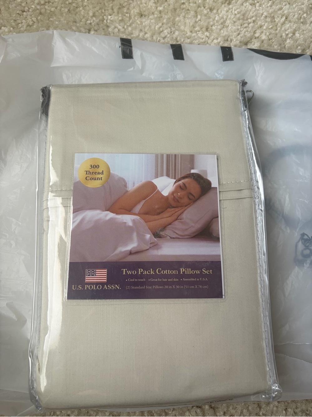U.S. Polo Assn. Cream Two-Pack Cotton Pillowcase Set